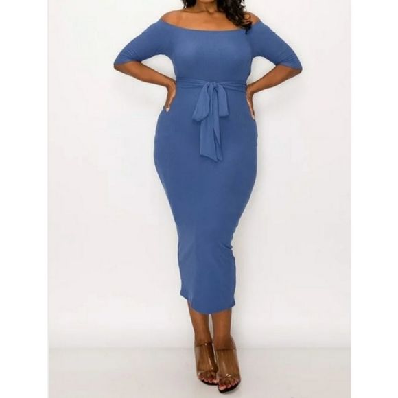 Dresses & Skirts - Women's Plus Size Off Shoulder Bodycon Maxi Dress